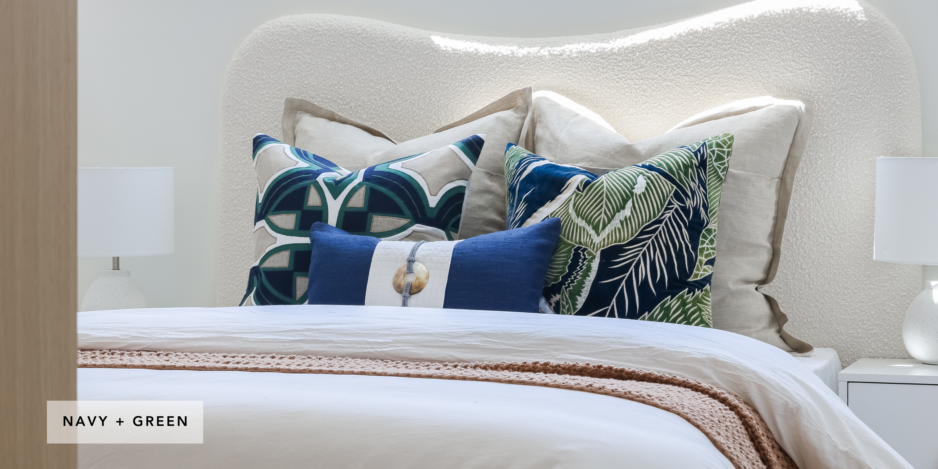 Navy and Green Cushions