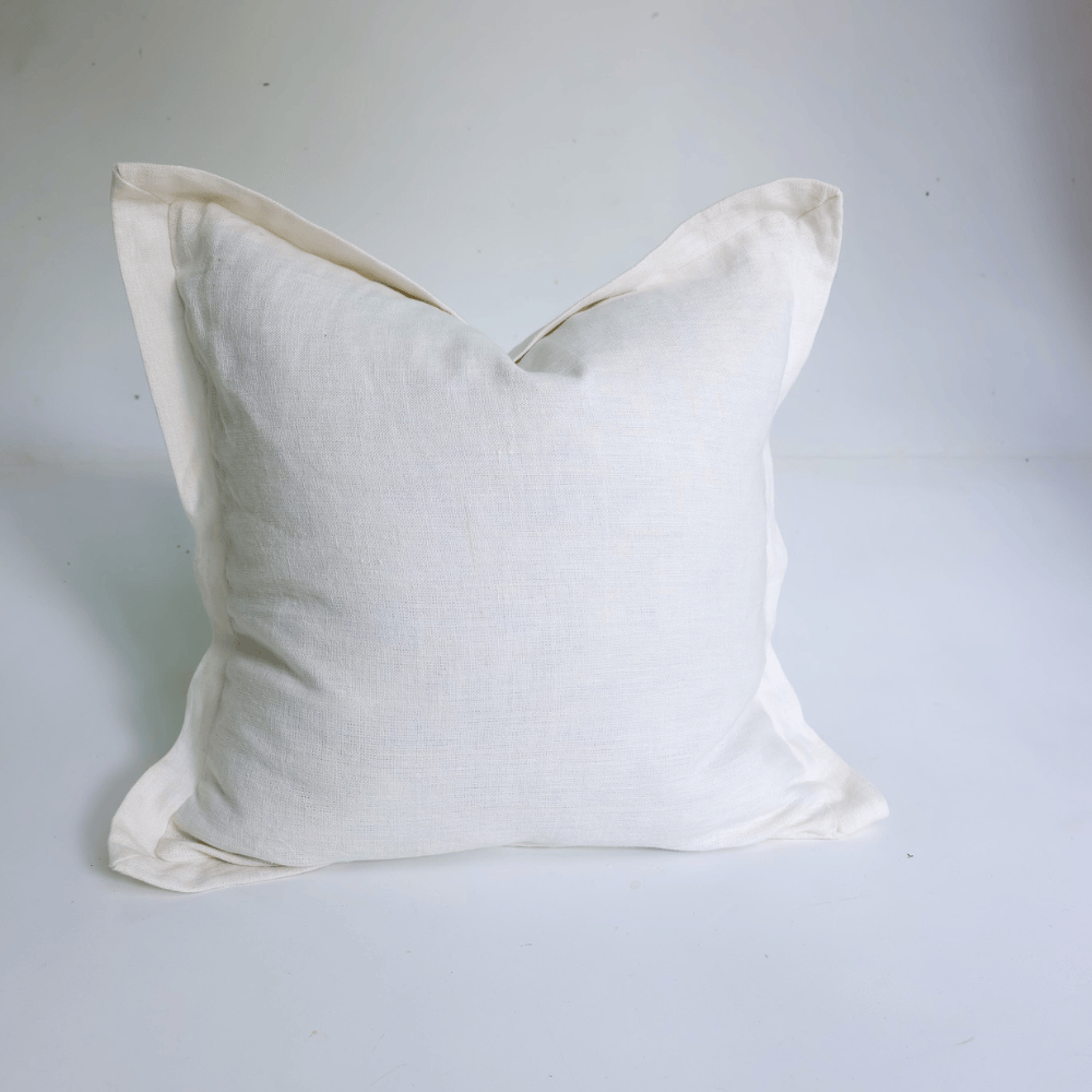 Linen Flange White Handwoven Lounge Cushion Cover 55 x 55cm