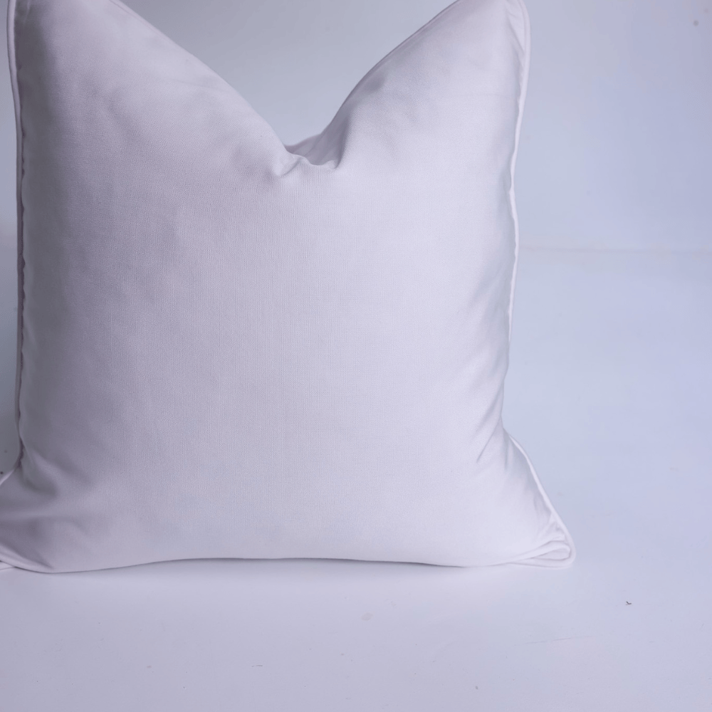Outdoor Piped White Lounge Cushion – UV Resistant