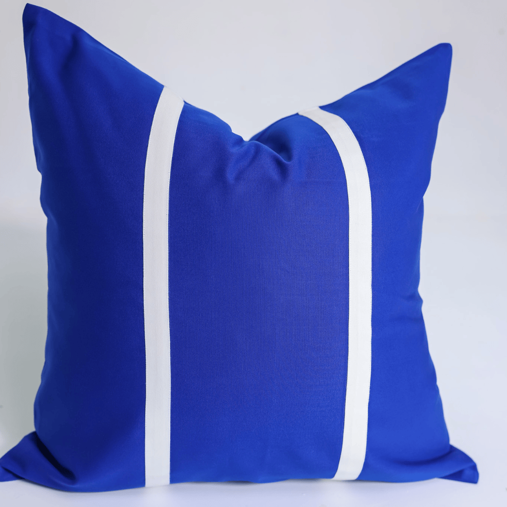 Outdoor Twin Stripe Cobalt & White Lounge Cushion – UV Resistant