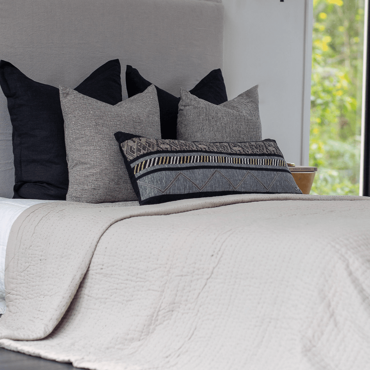 Chester Tweed Black Handwoven Cotton Cushion Cover