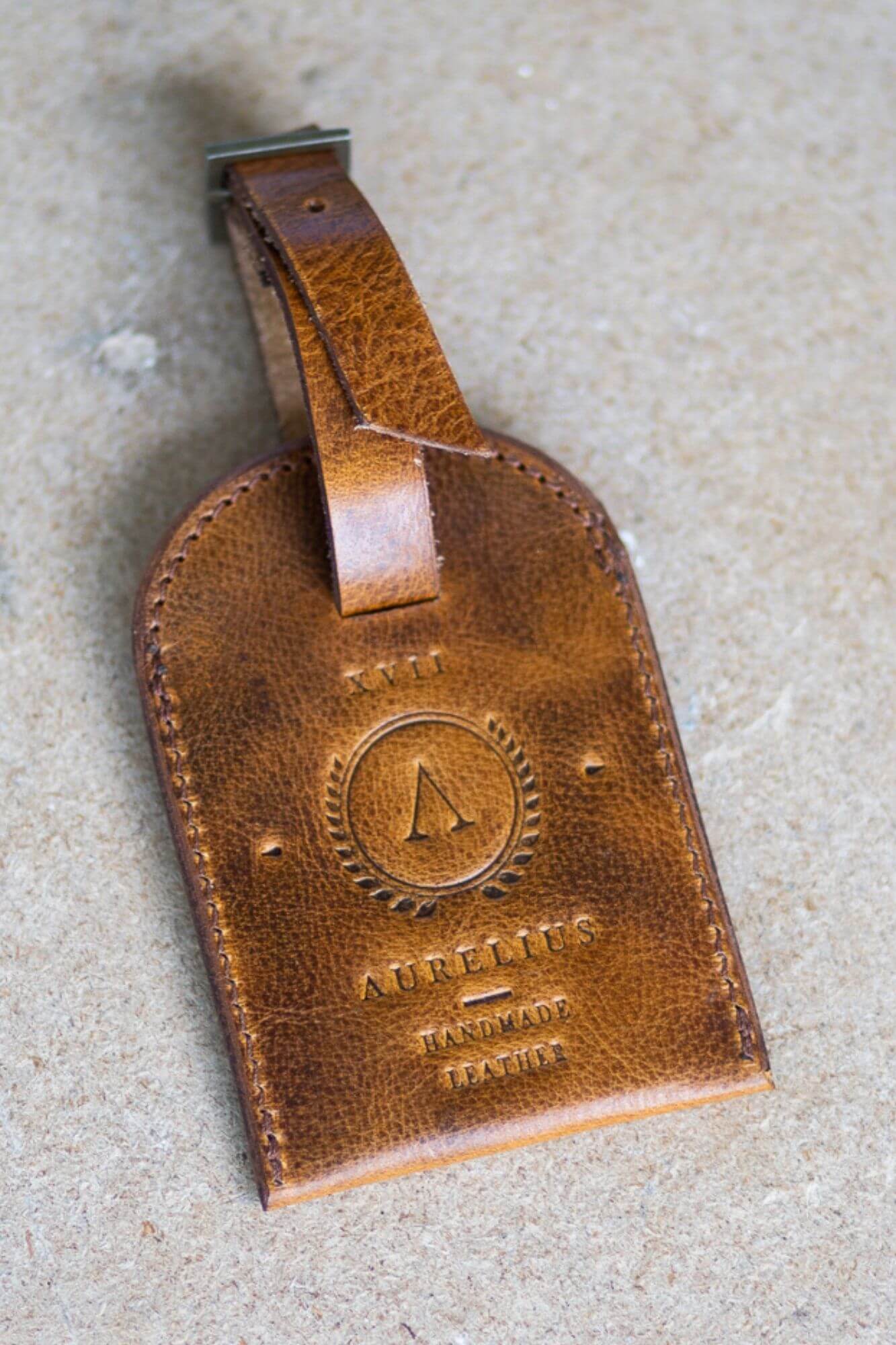 Aurelius Leather Leather Bag Luggage Tag Crunchy Tan Luggage Tag Crunchy Tan
