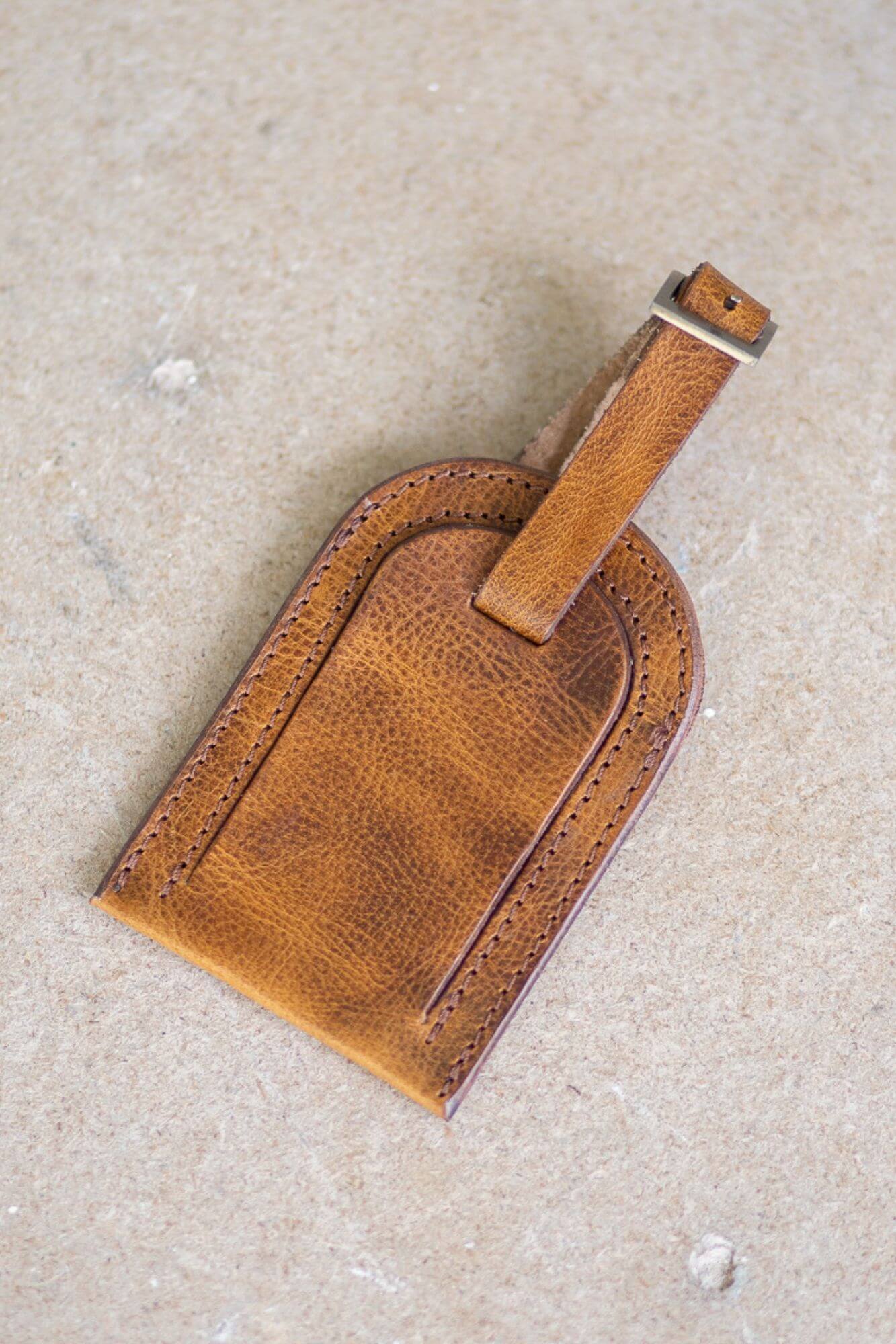 Aurelius Leather Leather Bag Luggage Tag Crunchy Tan Luggage Tag Crunchy Tan
