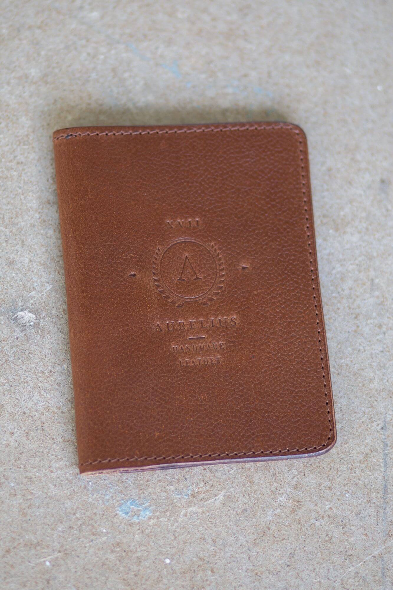 Aurelius Leather Leather Bag Tan Leather Passport and Card Holder Tan Leather Passport and Card Holder