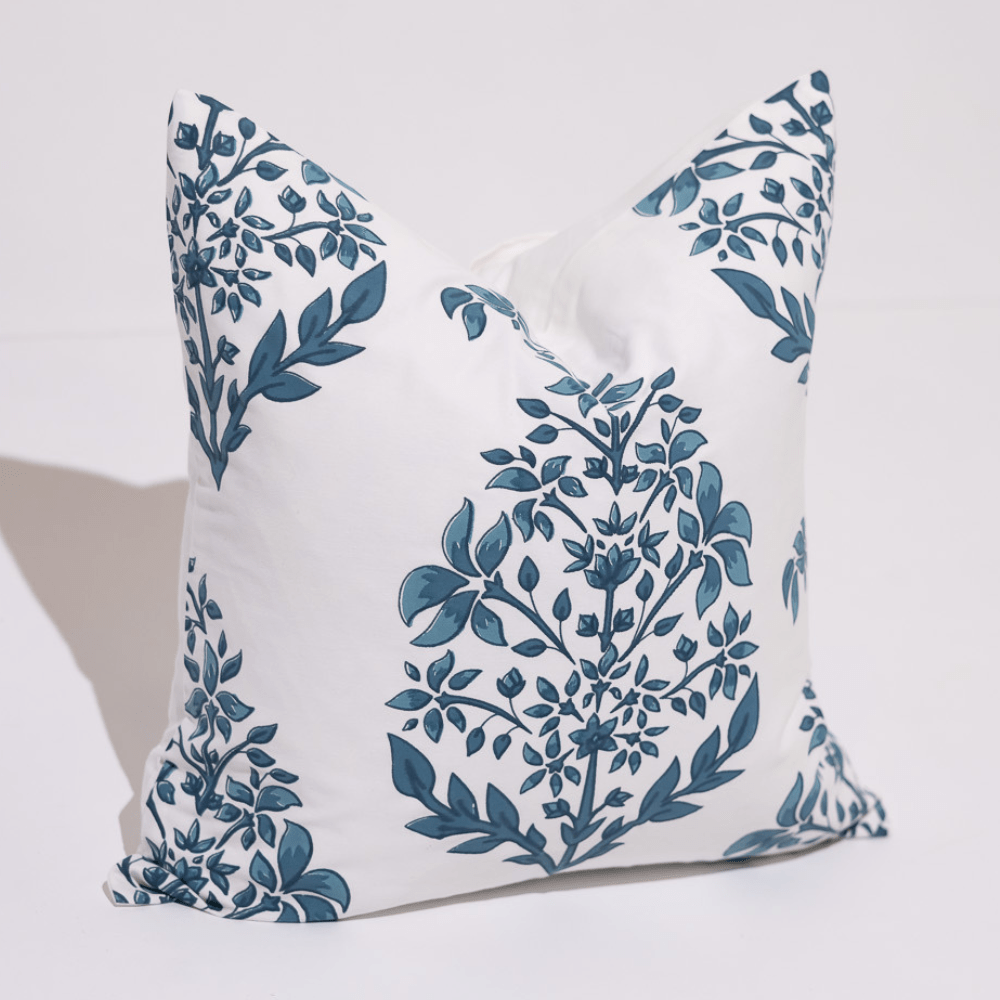 Bandhini Design House Coastal Devon Devon Inner Paisley White Blue Lounge