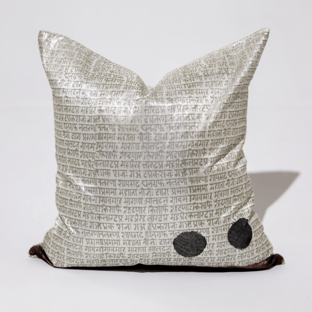 Bandhini Design House End of Line Sanskrit Silver Medium Cushion 50 x 50cm