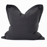 Linen Flange Black Handwoven Euro Cushion