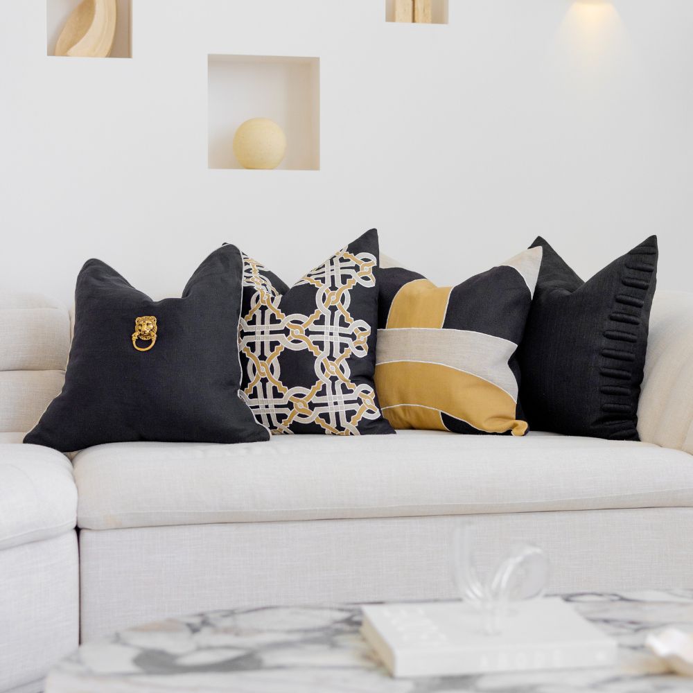 Bandhini Design House Lounge Cushion Crop Bars Black Lounge Cushion 55 x 55cm