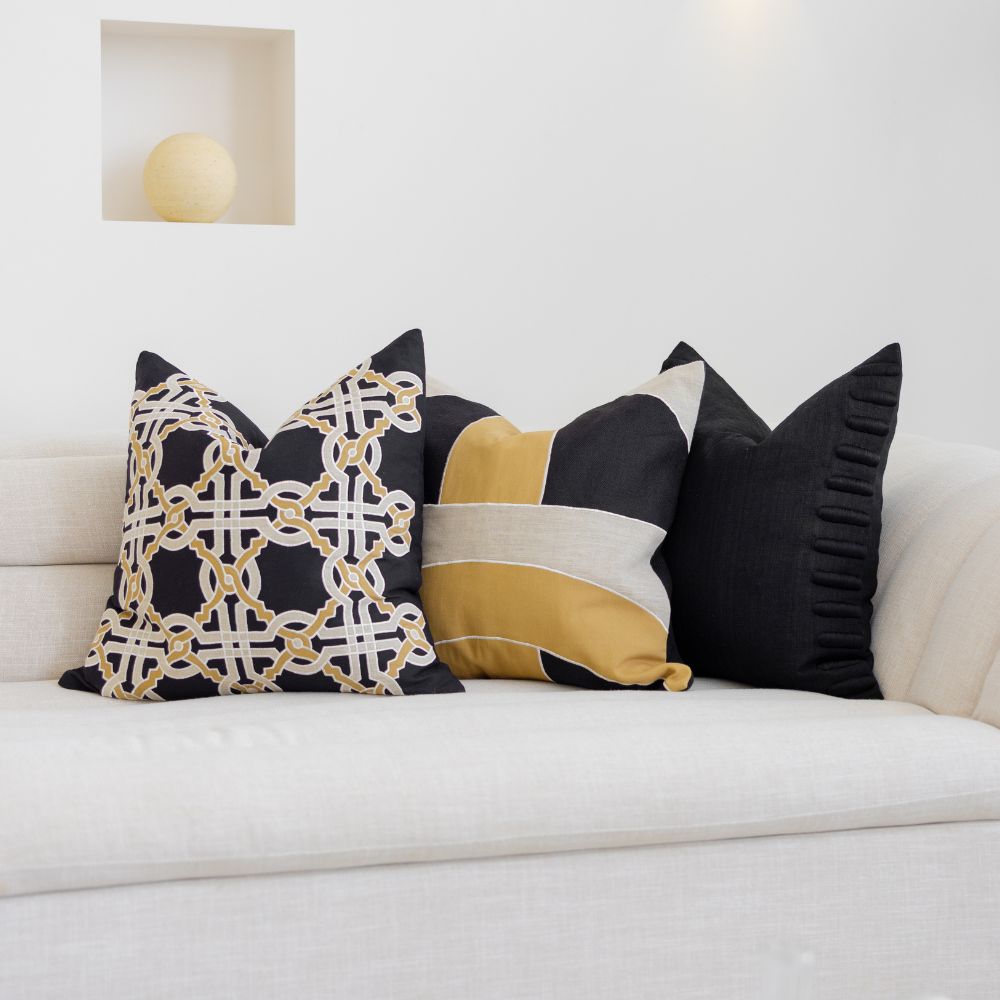 Bandhini Design House Lounge Cushion Crop Bars Black Lounge Cushion 55 x 55cm