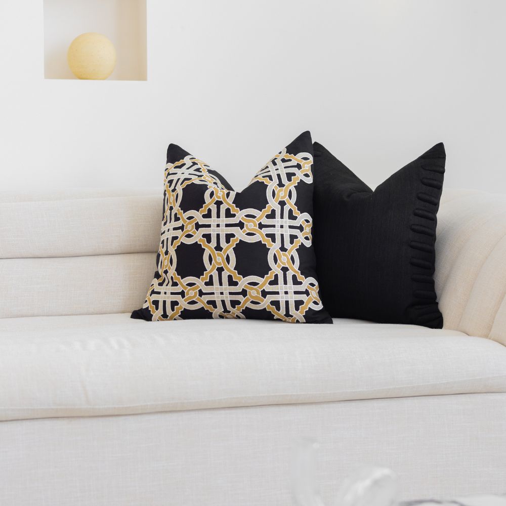Bandhini Design House Lounge Cushion Crop Bars Black Lounge Cushion 55 x 55cm