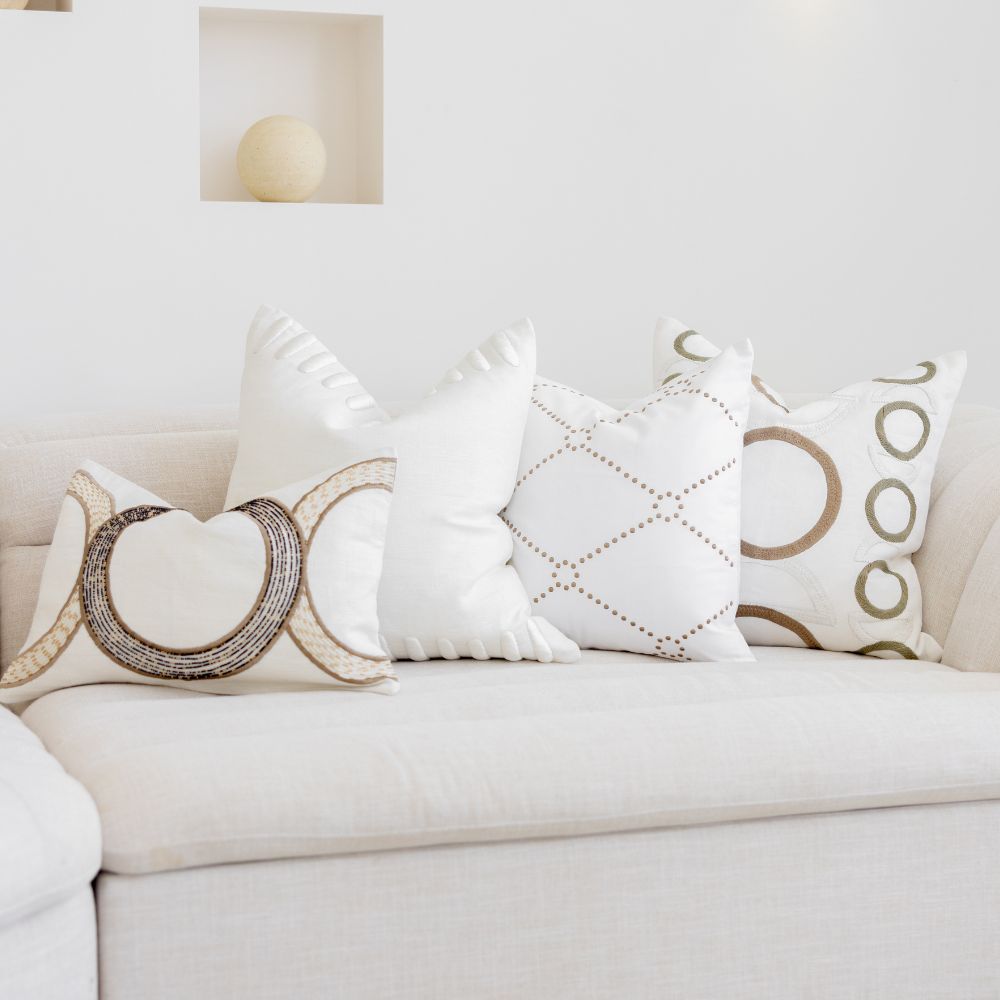 Bandhini Design House Lounge Cushion Crop Bars White Lounge Cushion 55 x 55cm