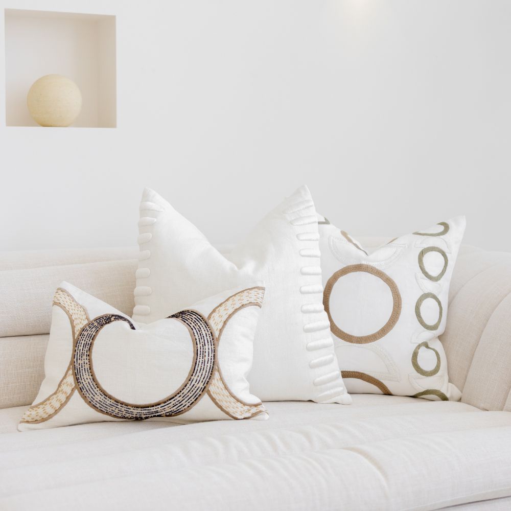 Bandhini Design House Lounge Cushion Crop Bars White Lounge Cushion 55 x 55cm