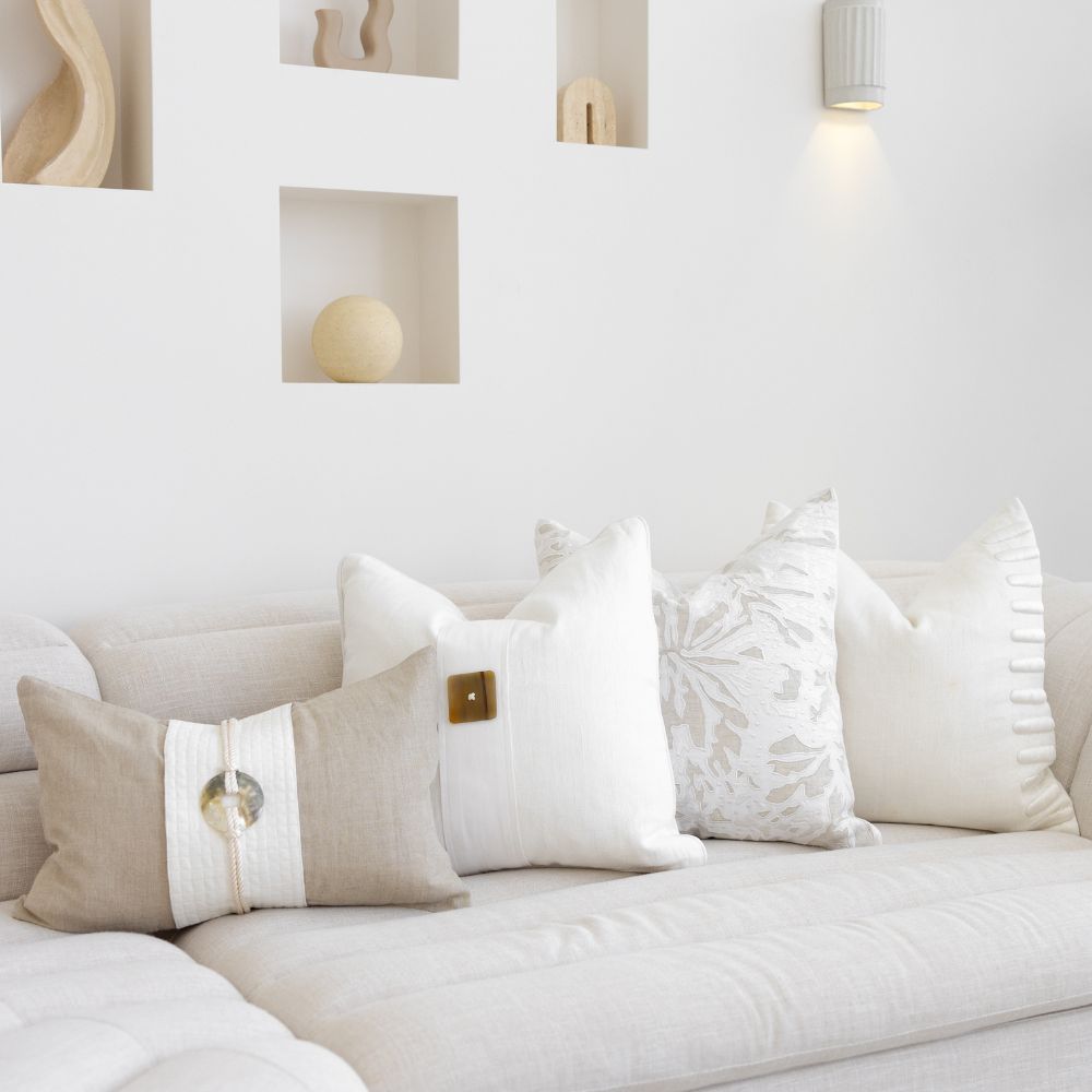 Bandhini Design House Lounge Cushion Crop Bars White Lounge Cushion 55 x 55cm