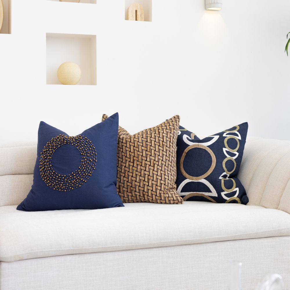 Bandhini Design House Lounge Cushion Disc Bead Navy Lounge Cushion 55 x 55cm