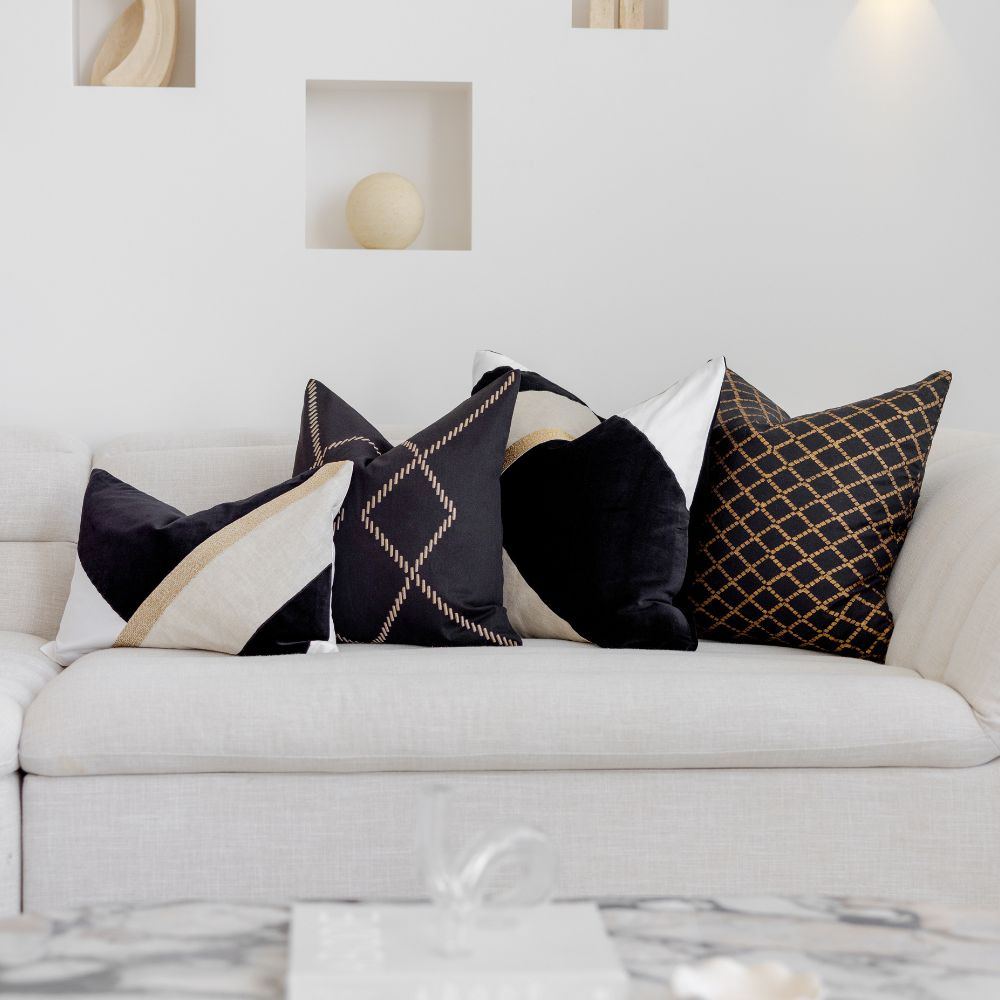 Bandhini Design House Lounge Cushion Dot Crop Circles Black Medium Cushion 50 x 50cm