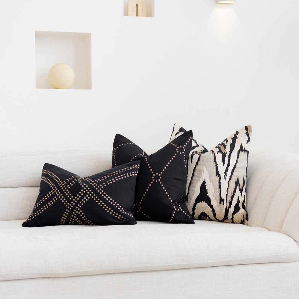 Bandhini Design House Lounge Cushion Dot Diamond Black Medium Cushion 50 x 50cm