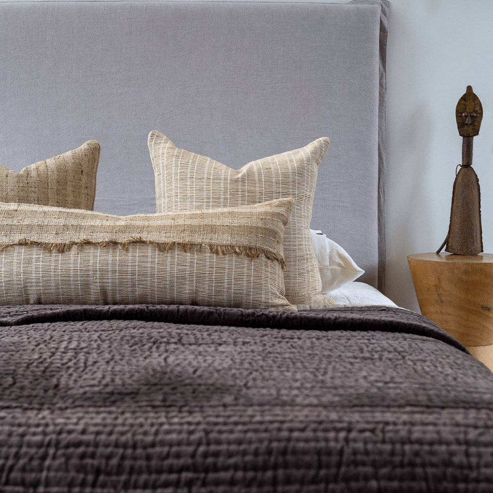 Bandhini - Design House Lounge Cushion Global Weave Fringe Natural Long Lumbar Cushion 35 x 90cm