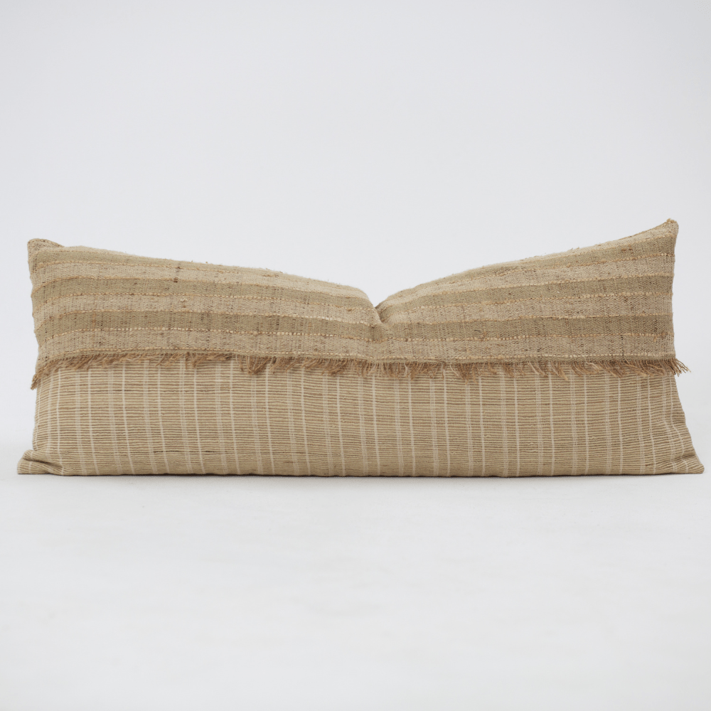 Bandhini - Design House Lounge Cushion Global Weave Fringe Natural Long Lumbar Cushion 35 x 90cm