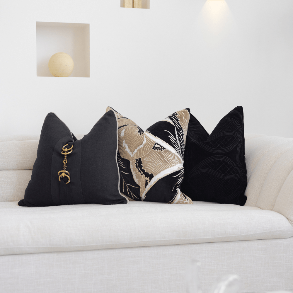 Bandhini Design House Lounge Cushion Metal Horse Bit Black Lounge Cushion 55 x 55cm