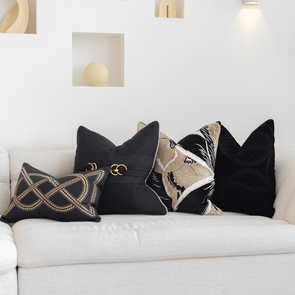 Bandhini Design House Lounge Cushion Metal Horse Bit Black Lounge Cushion 55 x 55cm