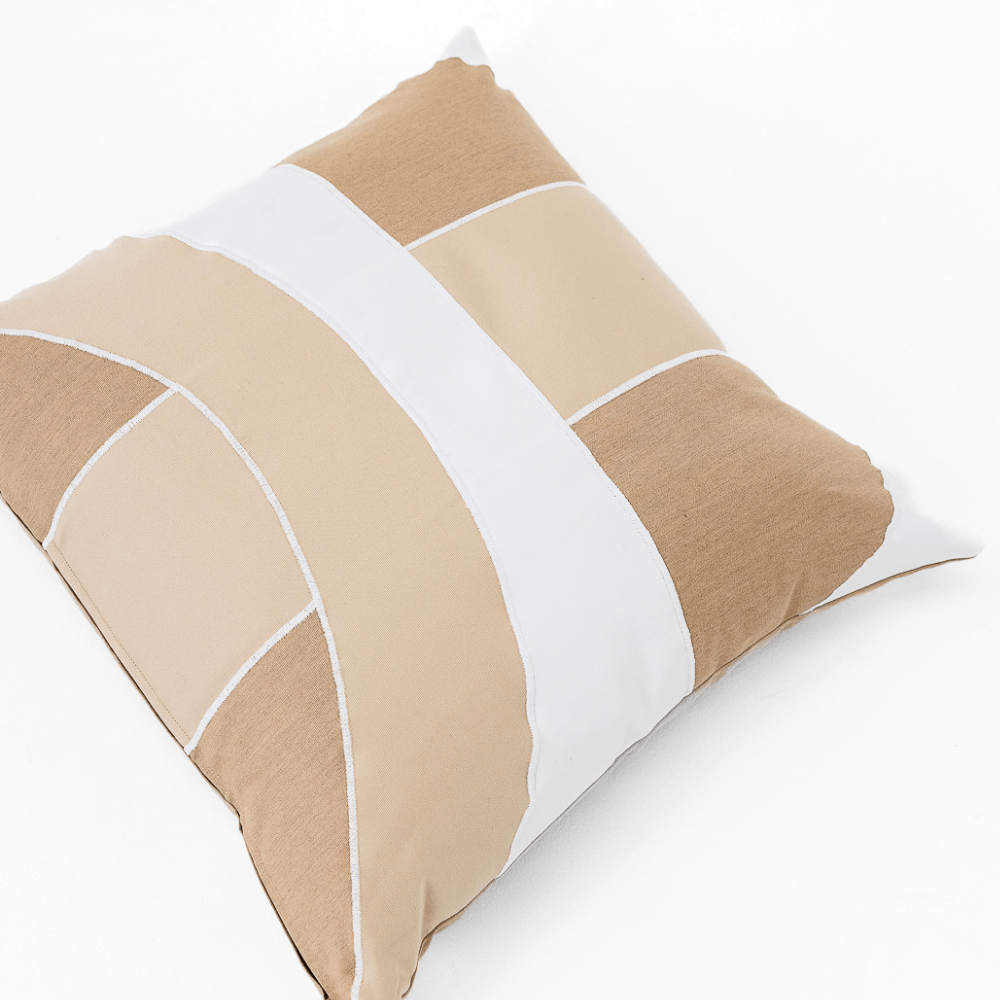 Bandhini Design House Lounge Cushion Outdoor Inter Gem Applique Beige Lounge Cushion 55 x 55cm