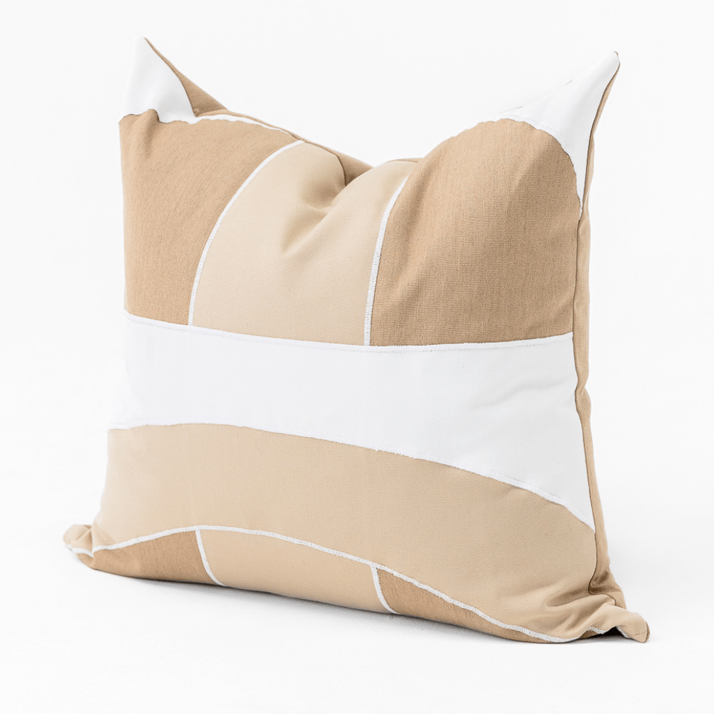 Bandhini Design House Lounge Cushion Outdoor Inter Gem Applique Beige Lounge Cushion 55 x 55cm