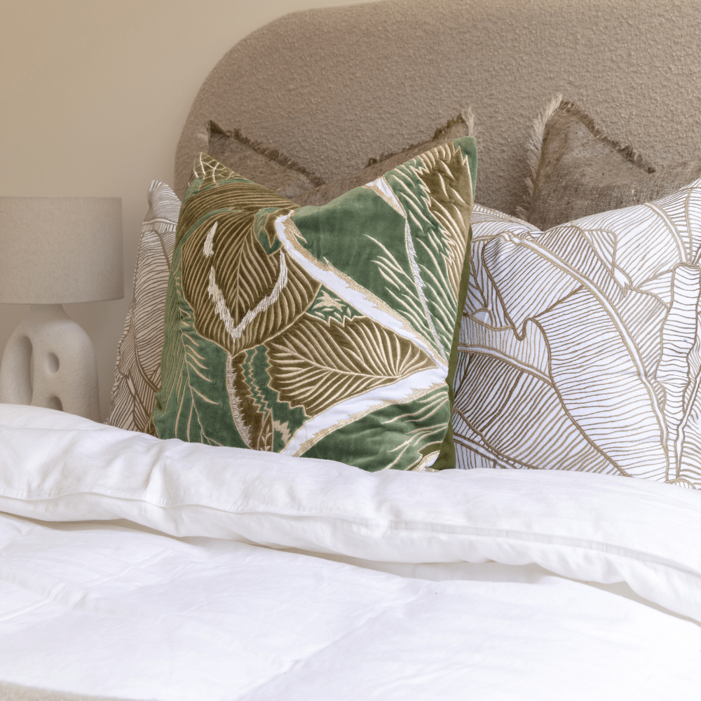 Bandhini Design House Lounge Cushion Rake Applique Velvet Jungle Lounge Cushion 55 x 55cm