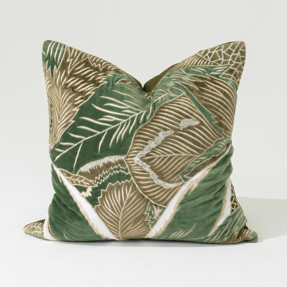 Bandhini Design House Lounge Cushion Rake Applique Velvet Jungle Lounge Cushion 55 x 55cm