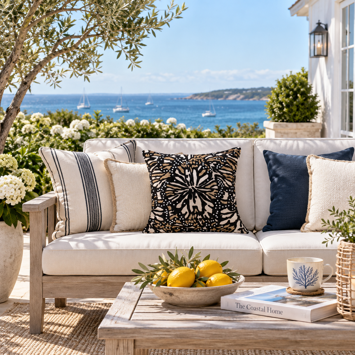 Bandhini - Design House Outdoor Black Outdoor Butterfly Black Lounge Cushion – UV Resistant