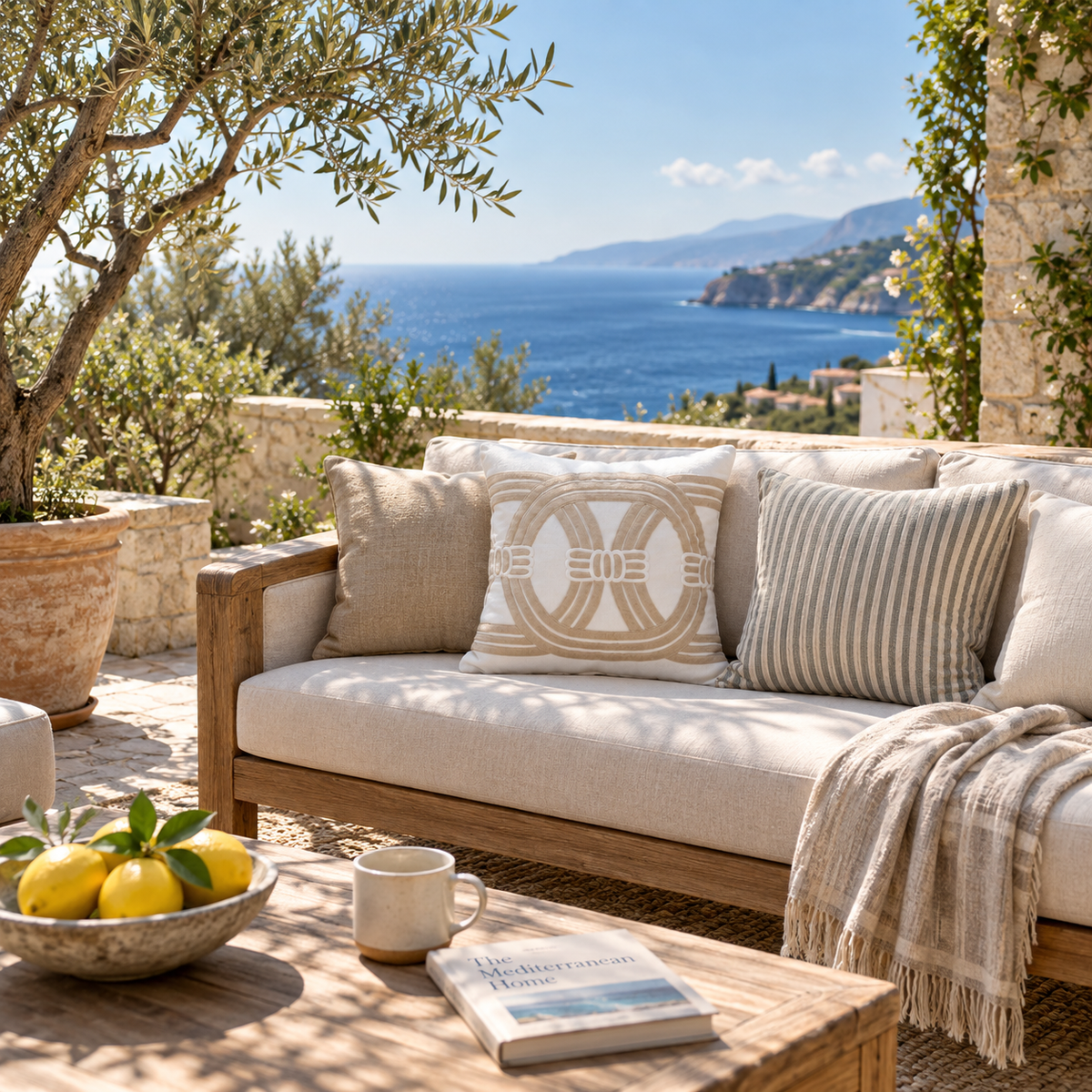 Bandhini - Design House Outdoor Cushion Biege Outdoor Barrel Beige Lounge Cushion 55 x 55 cm