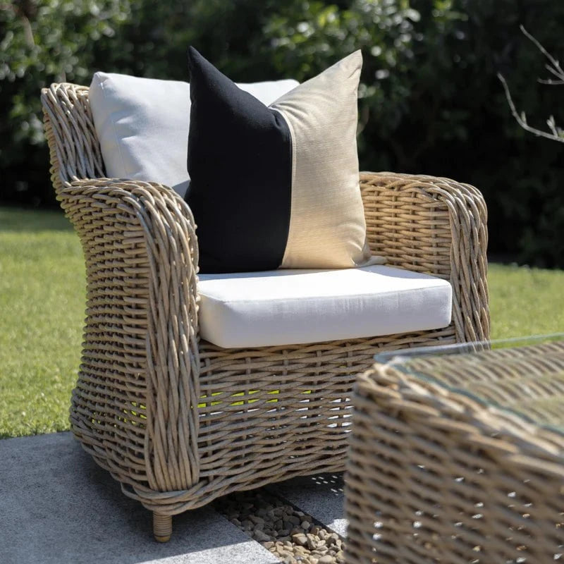 Bandhini Design House Outdoor Cushion Outdoor Nautical Centre Black & Beige Stripe Cushion 55 x 55cm