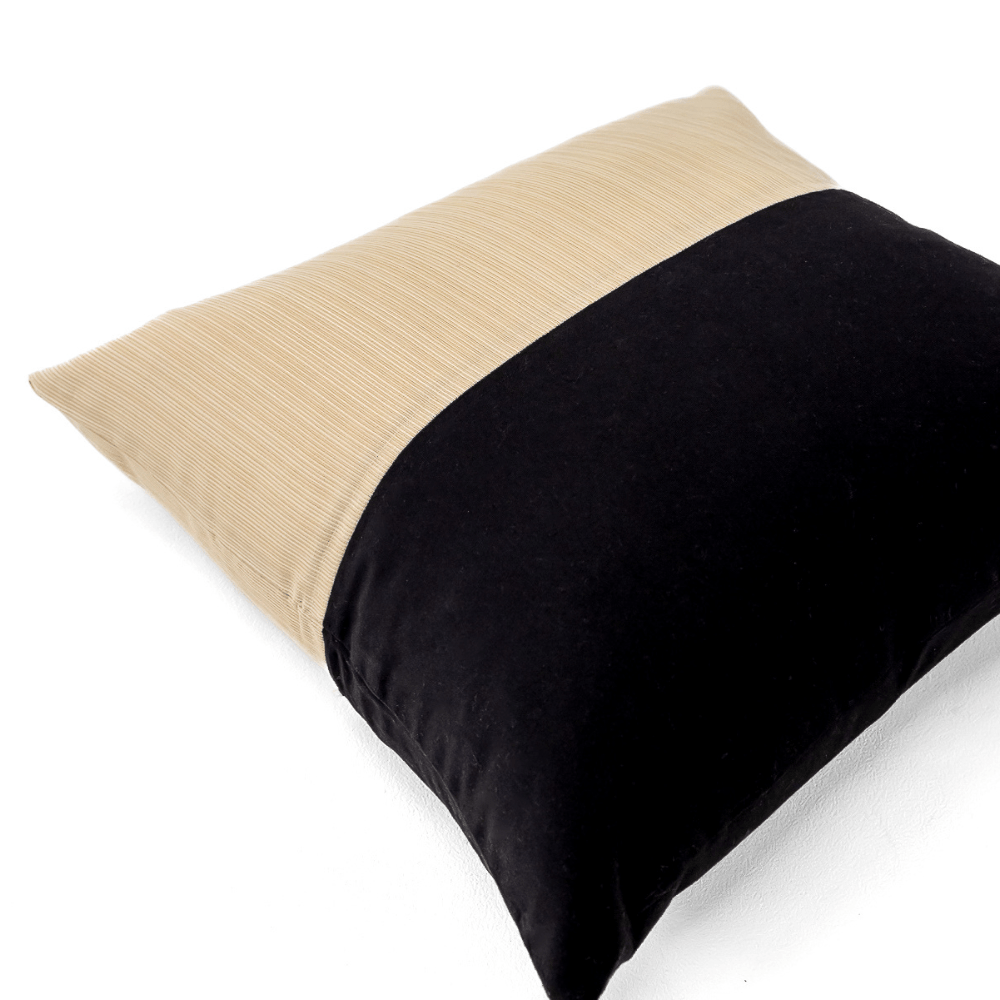 Bandhini Design House Outdoor Cushion Outdoor Nautical Centre Black & Beige Stripe Cushion 55 x 55cm