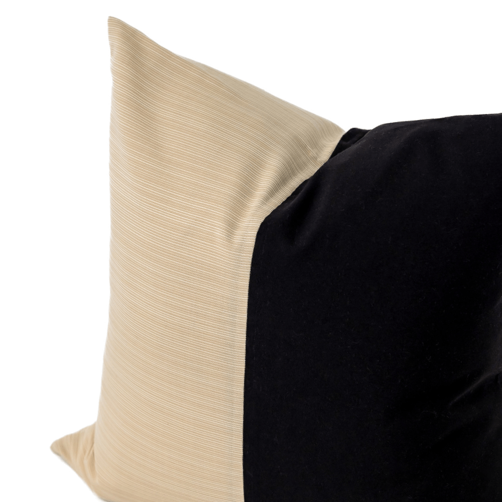 Bandhini Design House Outdoor Cushion Outdoor Nautical Centre Black & Beige Stripe Cushion 55 x 55cm