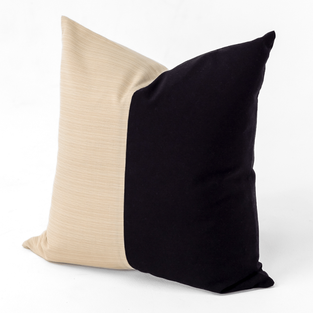 Bandhini Design House Outdoor Cushion Outdoor Nautical Centre Black & Beige Stripe Cushion 55 x 55cm