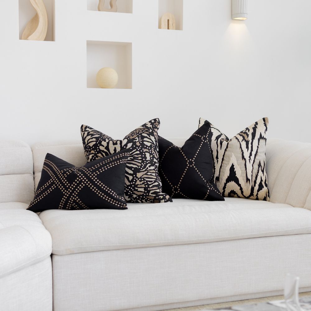 Bandhini Homewear Design Lounge Cushion Ikat Black Lounge Cushion 55 x 55cm
