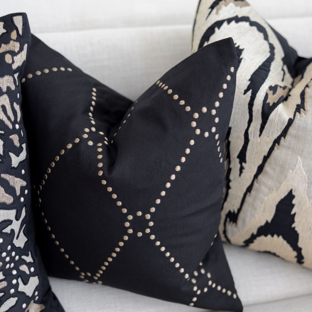 Bandhini Homewear Design Lounge Cushion Ikat Black Lounge Cushion 55 x 55cm