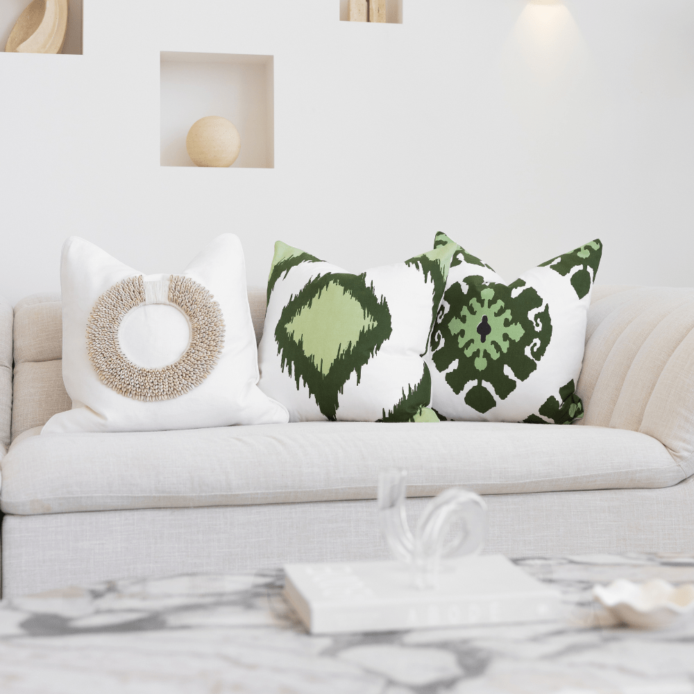 Bandhini Homewear Design Lounge Cushion Inner Ikat Solitaire Green Lounge Cushion 55 x 55cm