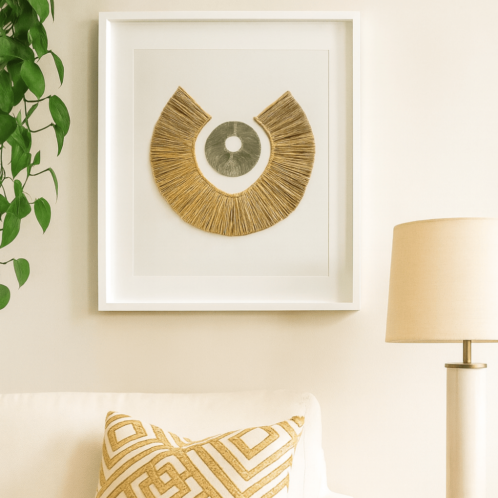 BHD HOME Artwork African Disc Silver & Grass Ring Artwork 67 x 85cm