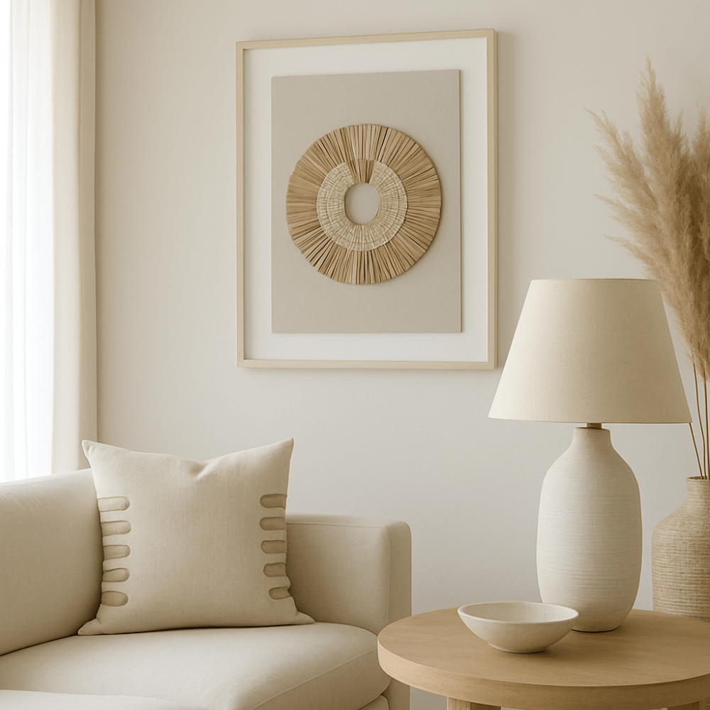 BHD HOME Artwork African Shell Ring Coffee and Wood Sticks Artwork 67 x 85cm