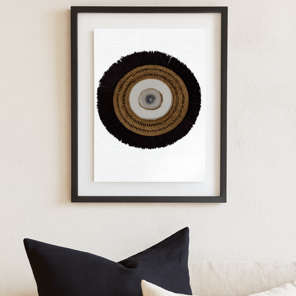 BHD HOME Artwork Agate Blue on Linen, Black Grass Ring & Placemat Artwork 67 x 85cm