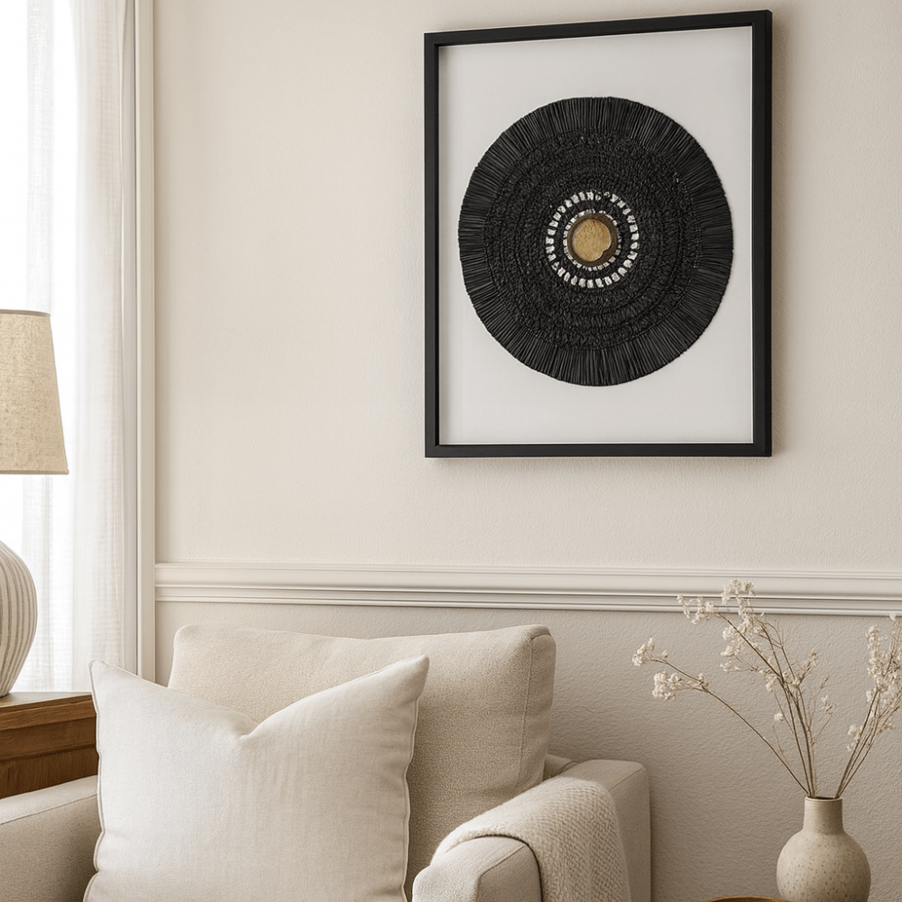 BHD HOME Artwork Agate Grass Mat Black on White Artwork 67 x 85cm