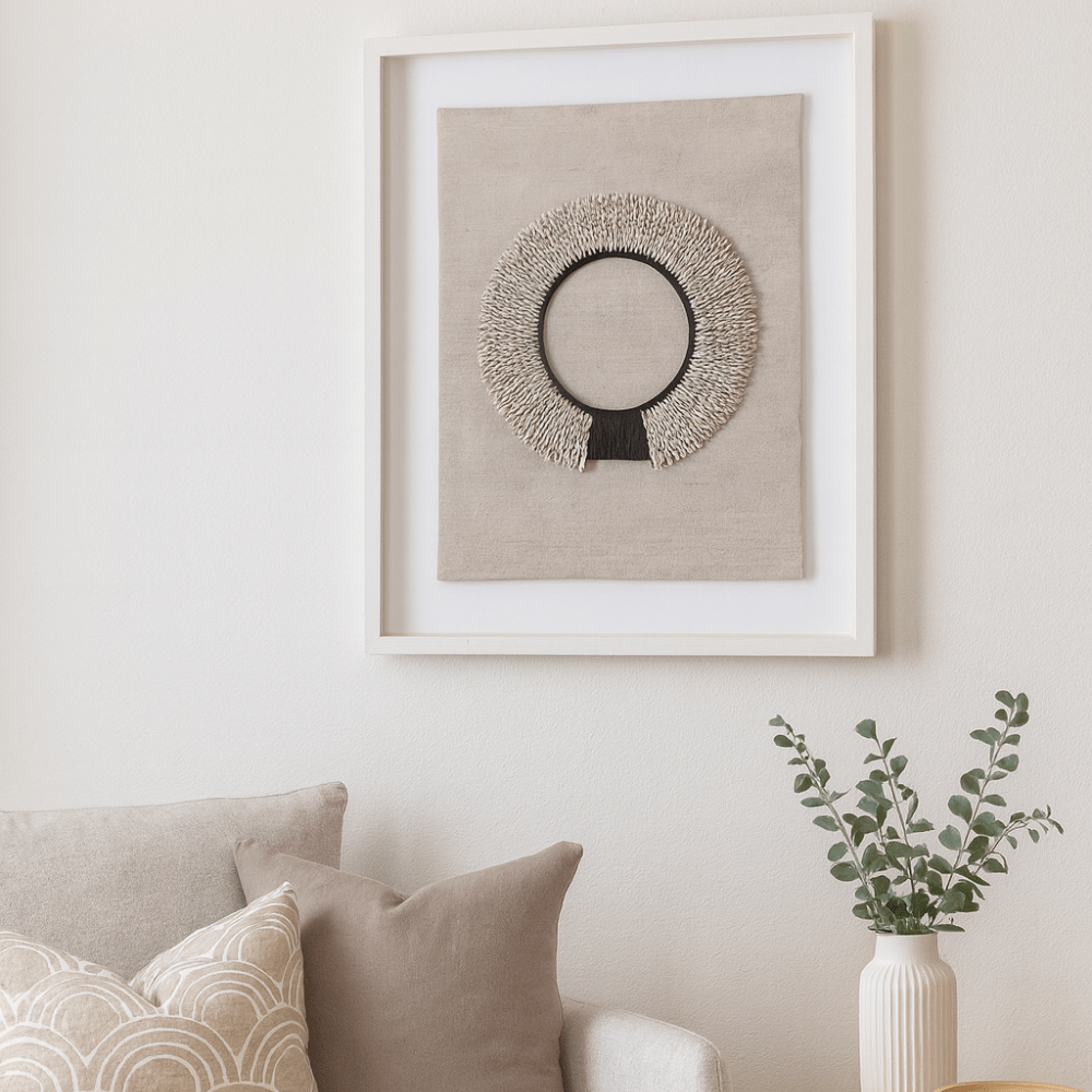 BHD HOME Artwork Shell Ring Black on Natural Artwork 67 x 85cm
