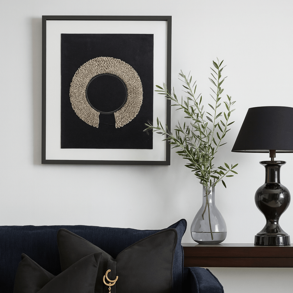 BHD HOME Artwork Shell Ring Natural on Black Art Work 67 x 85 cm