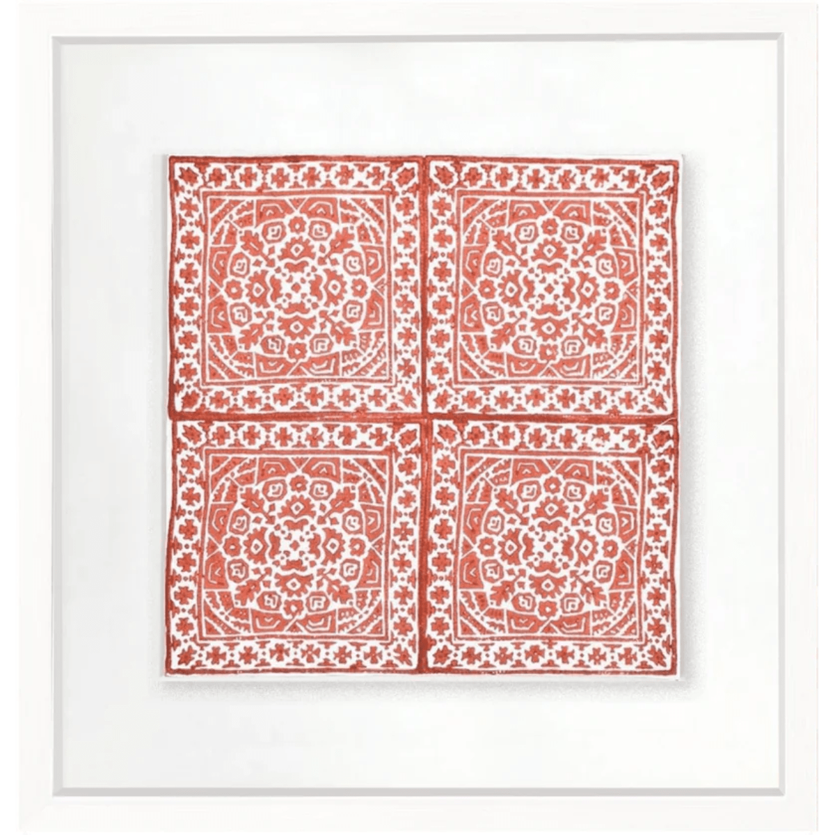 BHD HOME Artwork White Kilim Repeat Orange Artwork 52cm x 52cm