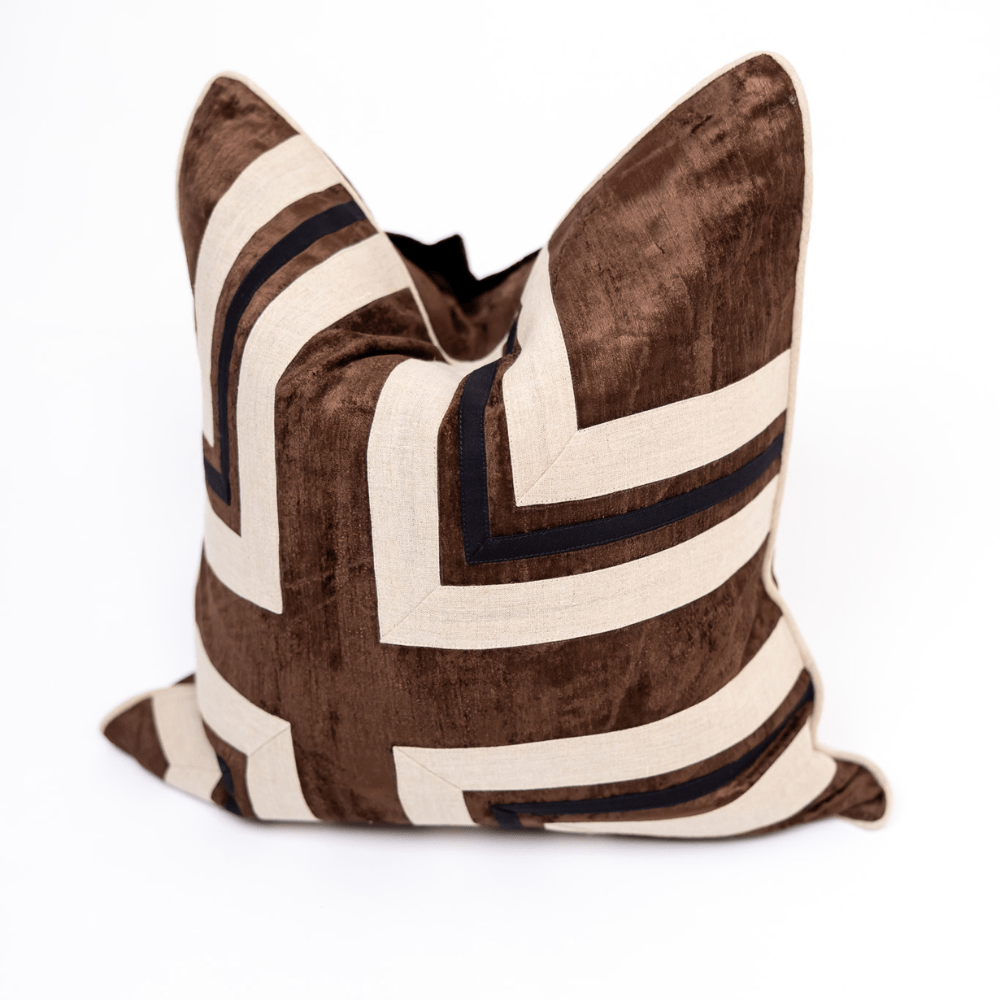 BHD HOME BHD Bespoke Linen Modern Regents Cross Chocolate Lounge Cushion 55 x 55cm