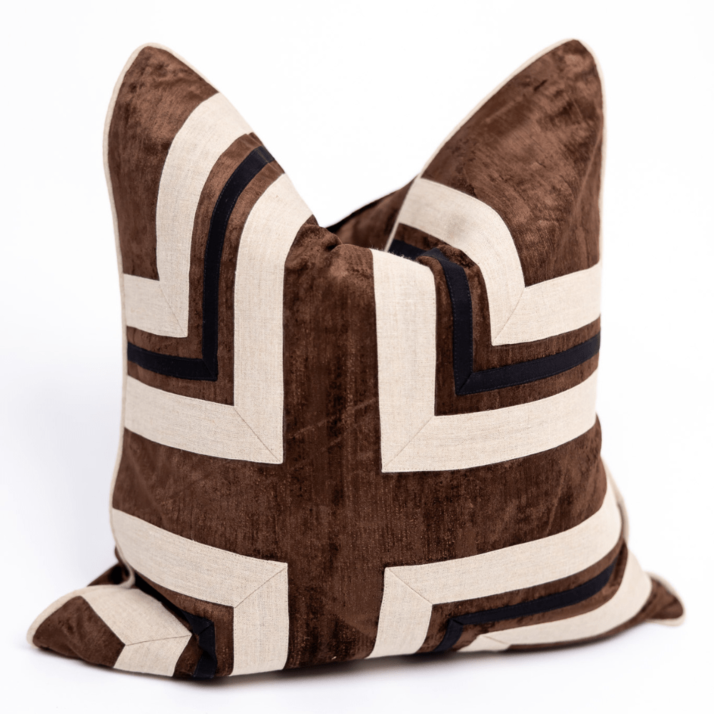 BHD HOME BHD Bespoke Linen Modern Regents Cross Chocolate Lounge Cushion 55 x 55cm