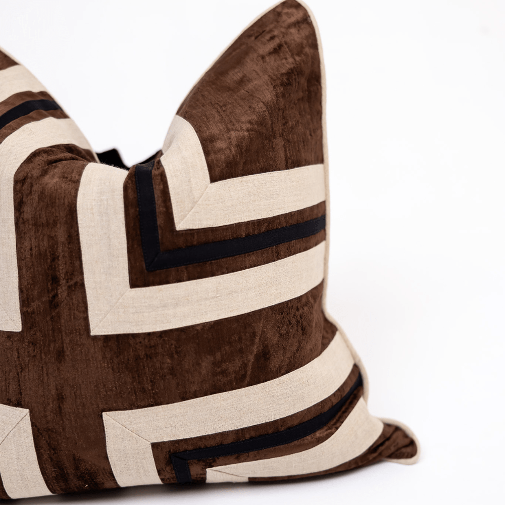BHD HOME BHD Bespoke Linen Modern Regents Cross Chocolate Lounge Cushion 55 x 55cm