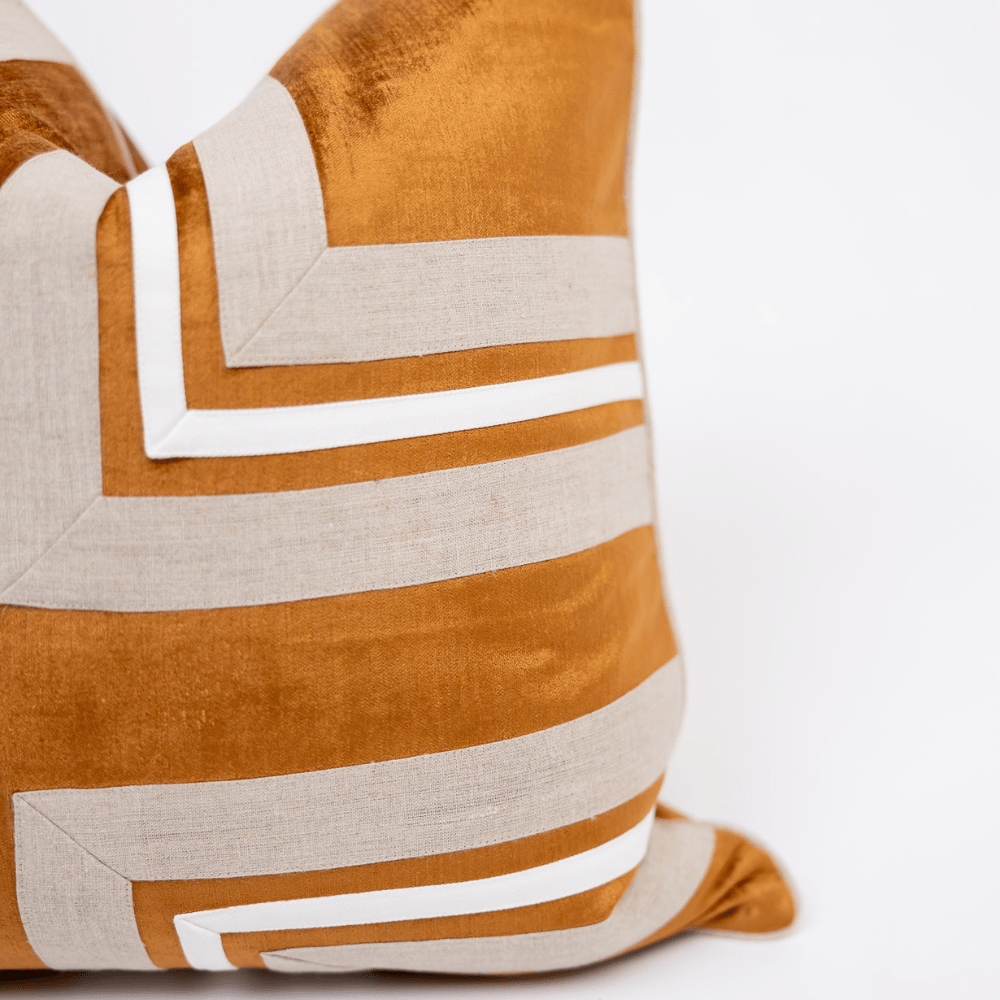 BHD HOME BHD Bespoke Linen Modern Regents Cross Toffee Lounge Cushion 55 x 55cm