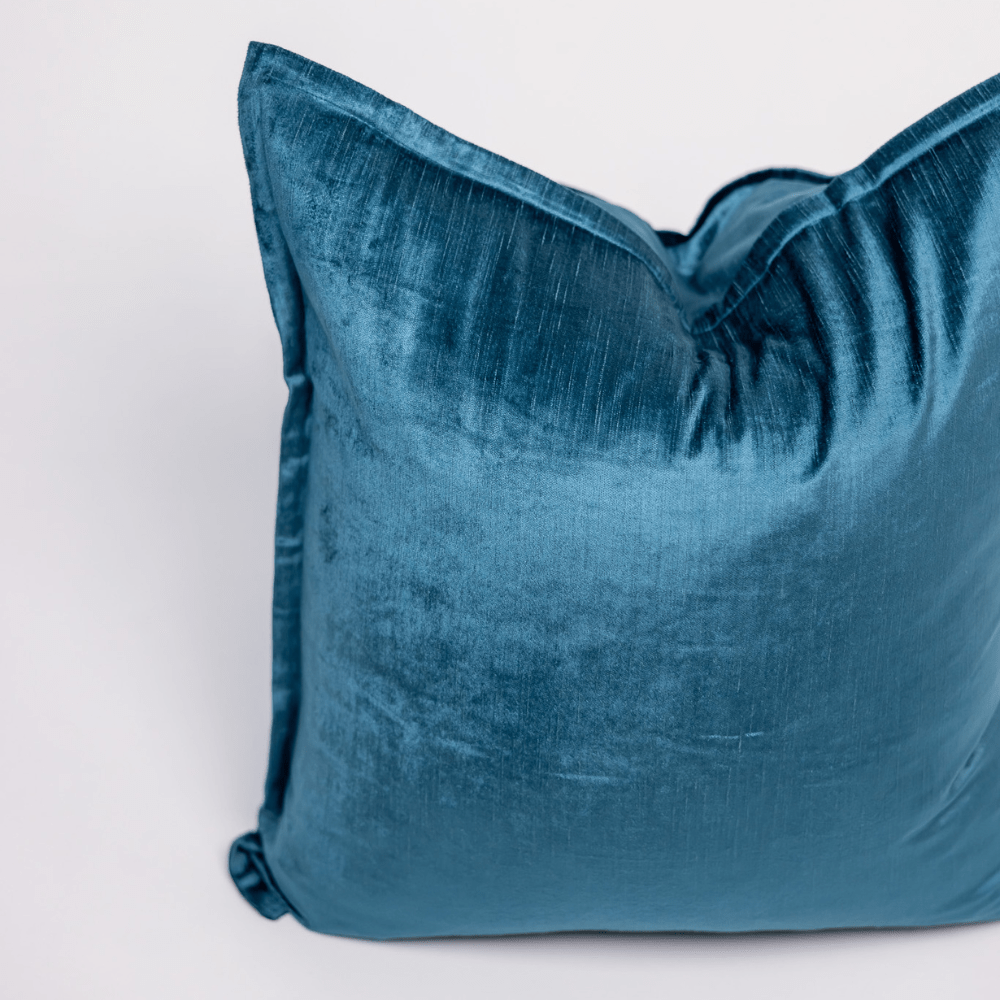 BHD HOME BHD Bespoke Velvet Flange Aqua Large Lounge Cushion 60 x 60cm