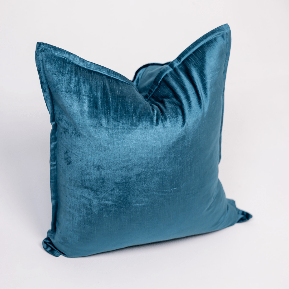 BHD HOME BHD Bespoke Velvet Flange Aqua Large Lounge Cushion 60 x 60cm